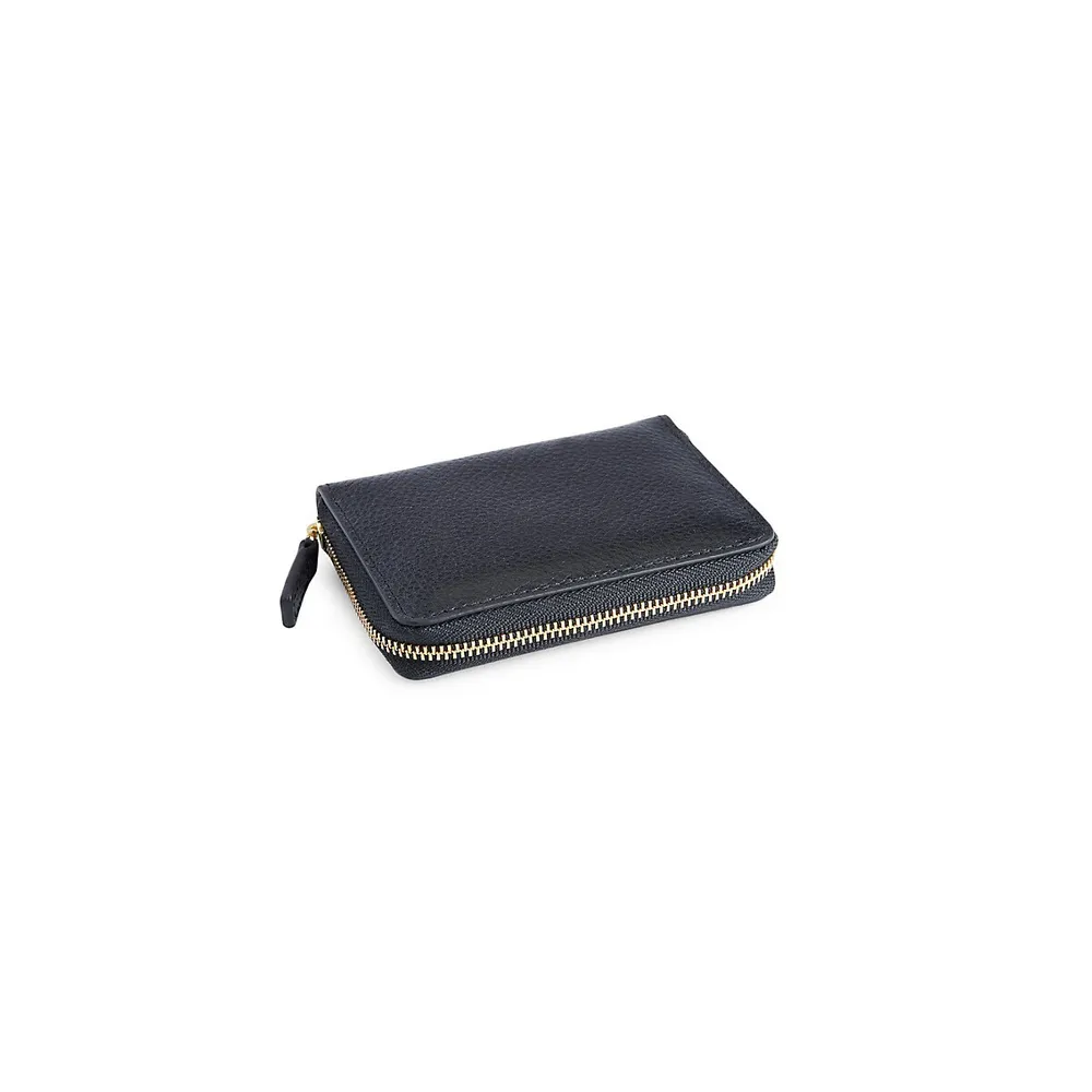 Leather Zippered Credit Card Case