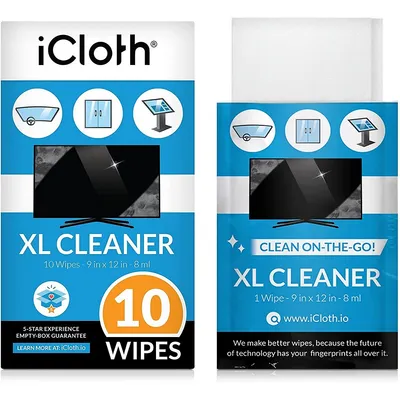Extra Large Monitor And Tv Screen Cleaner Pro-grade Individually Wrapped Wet Wipes, 1 Wipe Cleans Several Flat Screen Tv's And Monitors, 10 Wipes