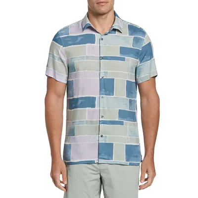 Brick-Pattern Short-Sleeve Shirt