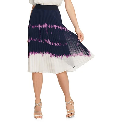 Tie-Dyed Pleated Skirt