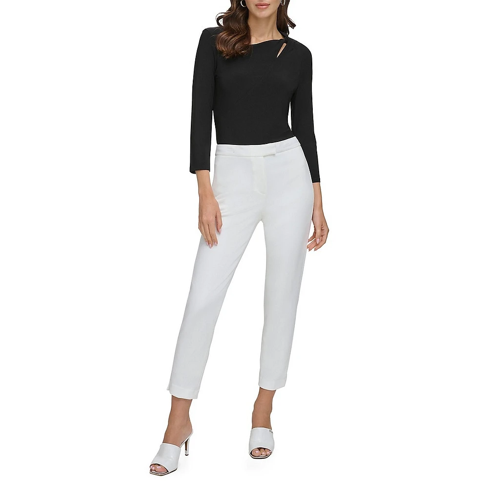 Cropped Straight-Leg Dress Pants