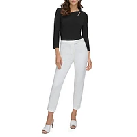 Cropped Straight-Leg Dress Pants