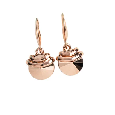 Double Rose Gold Tone Spring Drop Earrings With Heritage Precision Cut Crystals