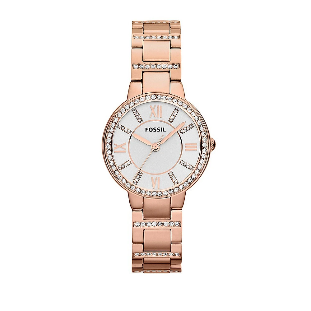 Montre Virginia en acier inoxydable de ton rose doré