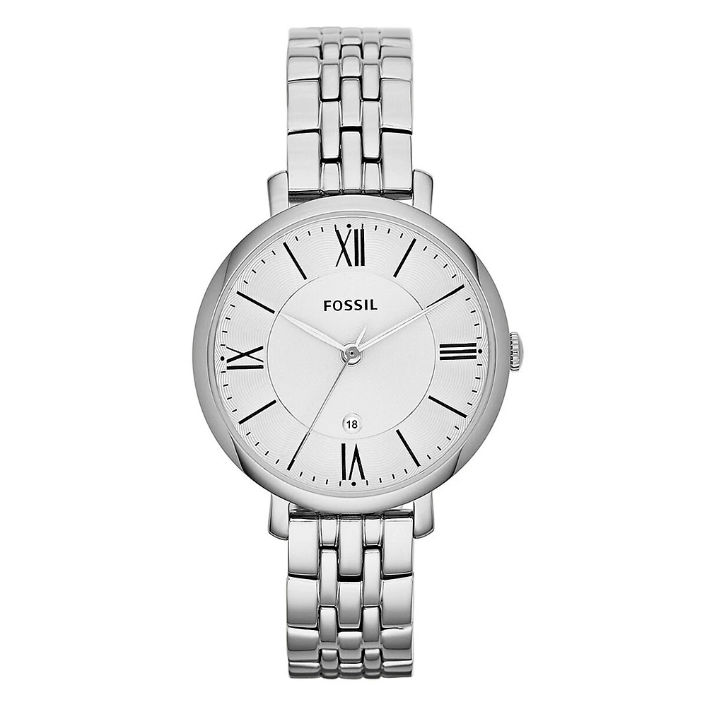 Jacqueline Silvertone Stainless Steel Watch