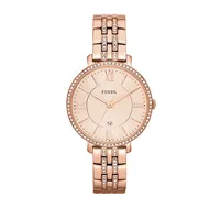 Jacqueline Date Stainless Steel Watch Rose Gold Tone