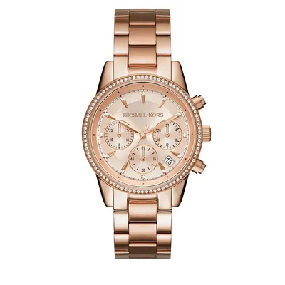Chronograph Ritz Rose-Goldtone Bracelet Watch MK6357