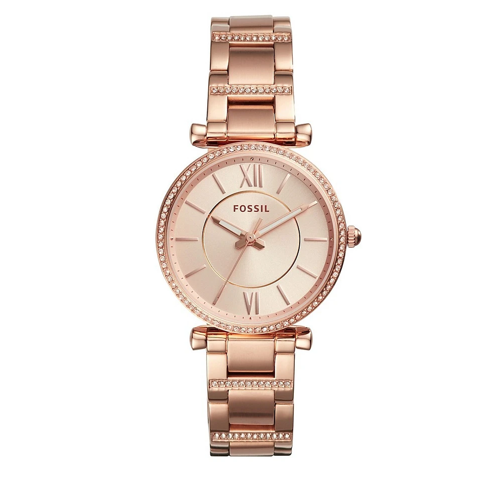 Analog Carlie Rose Goldtone Stainless Steel Bracelet Watch ES4301