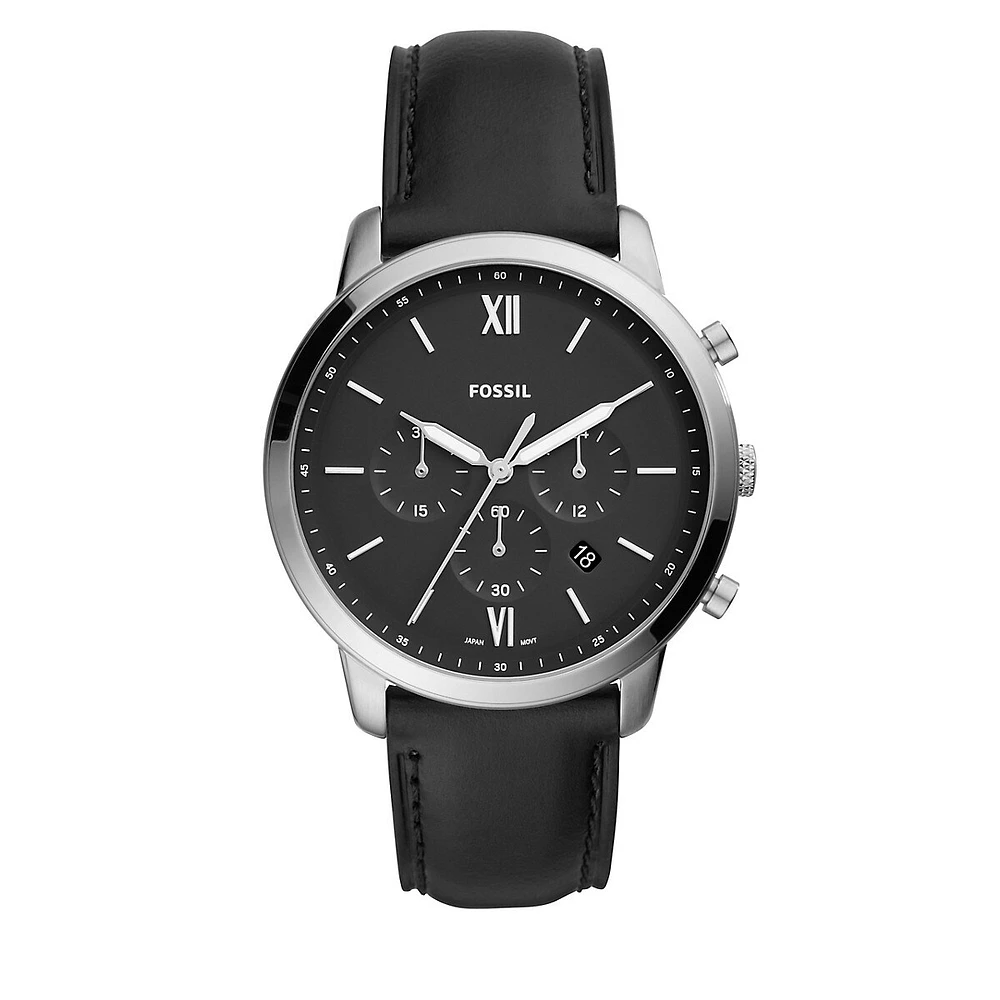 Neutra Chronograph Black Leather Watch