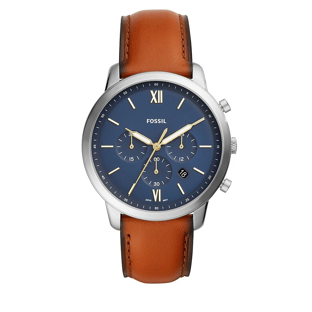 Montre Neutra Chronograph en cuir brun