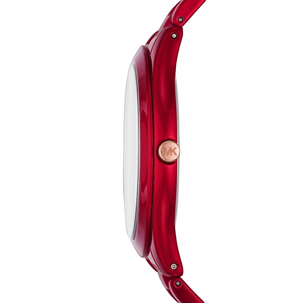 Norie Red Coated Stainless Steel Bracelet Watch MK3895
