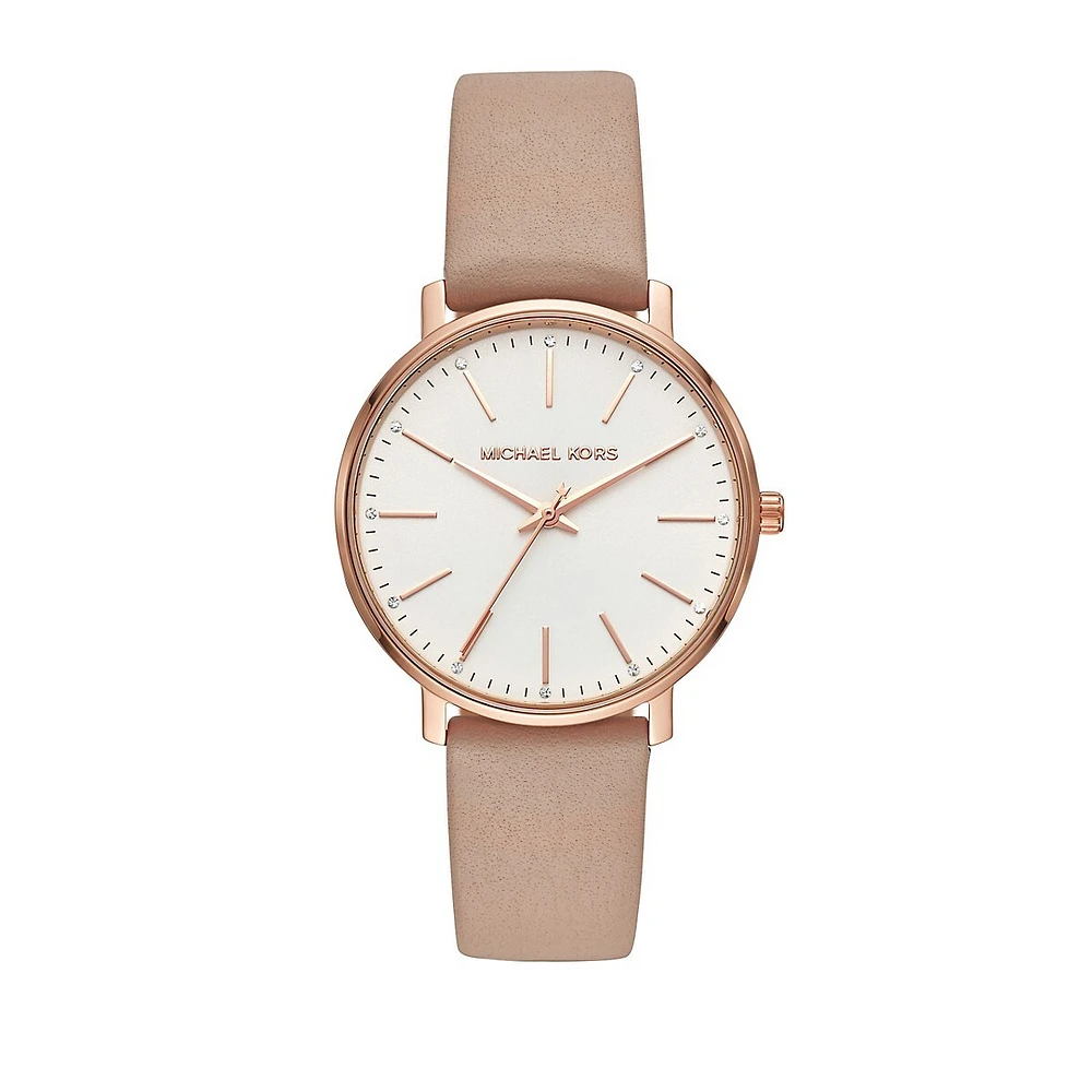 Pyper Stainless Steel & Leather-Strap Watch MK2748