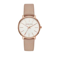 Pyper Stainless Steel & Leather-Strap Watch MK2748