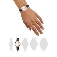 Carlie Mini Three-Hand Navy Leather Watch
