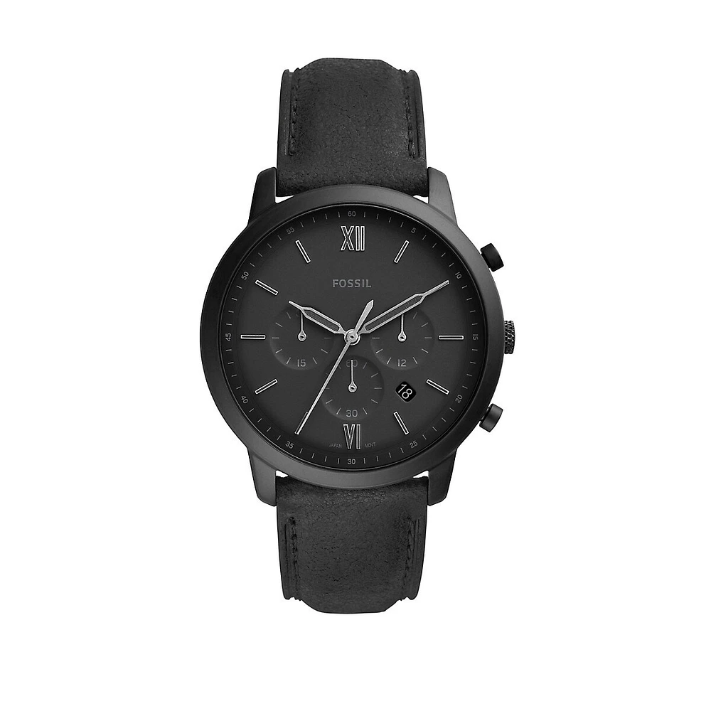 Neutra Chronograph Black Leather Watch