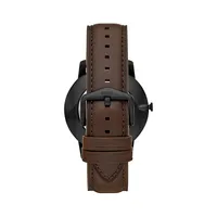 Minimalist Stainless Steel & Leather-Strap 3-Hand Watch