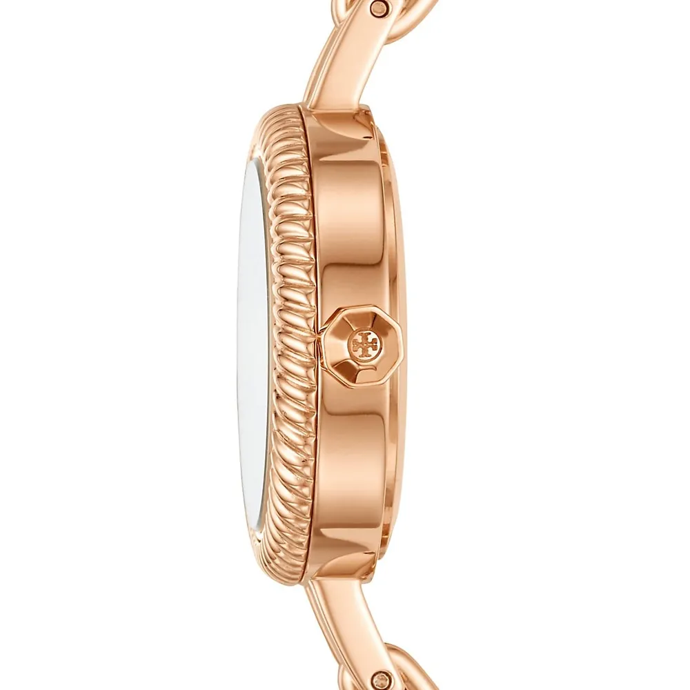 Reva Rose Goldtone Stainless Steel Bangle Watch & Interchangeable Topring 6-Piece Set TBW4037