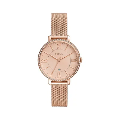 Jacqueline Date Rose Goldtone Stainless Steel Watch