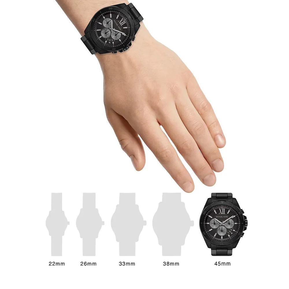 Brecken Black-Tone Stainless Steel Chronograph Bracelet Watch MK8858