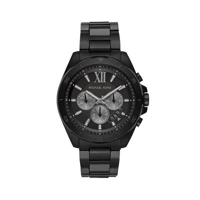 Montre-bracelet chronographe en acier inoxydable de ton noir Brecken MK8858