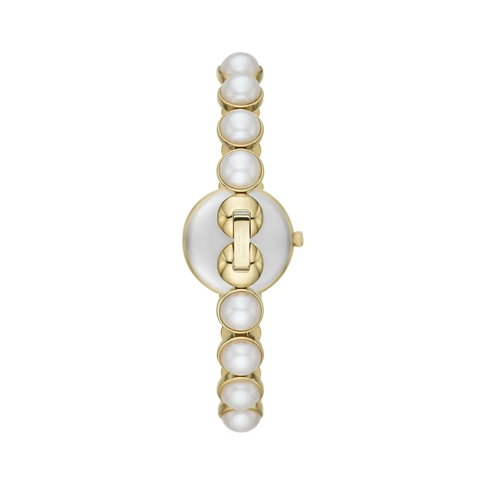 Monroe Faux Pearl and Goldtone Stainless Steel Bracelet Watch KSW1687