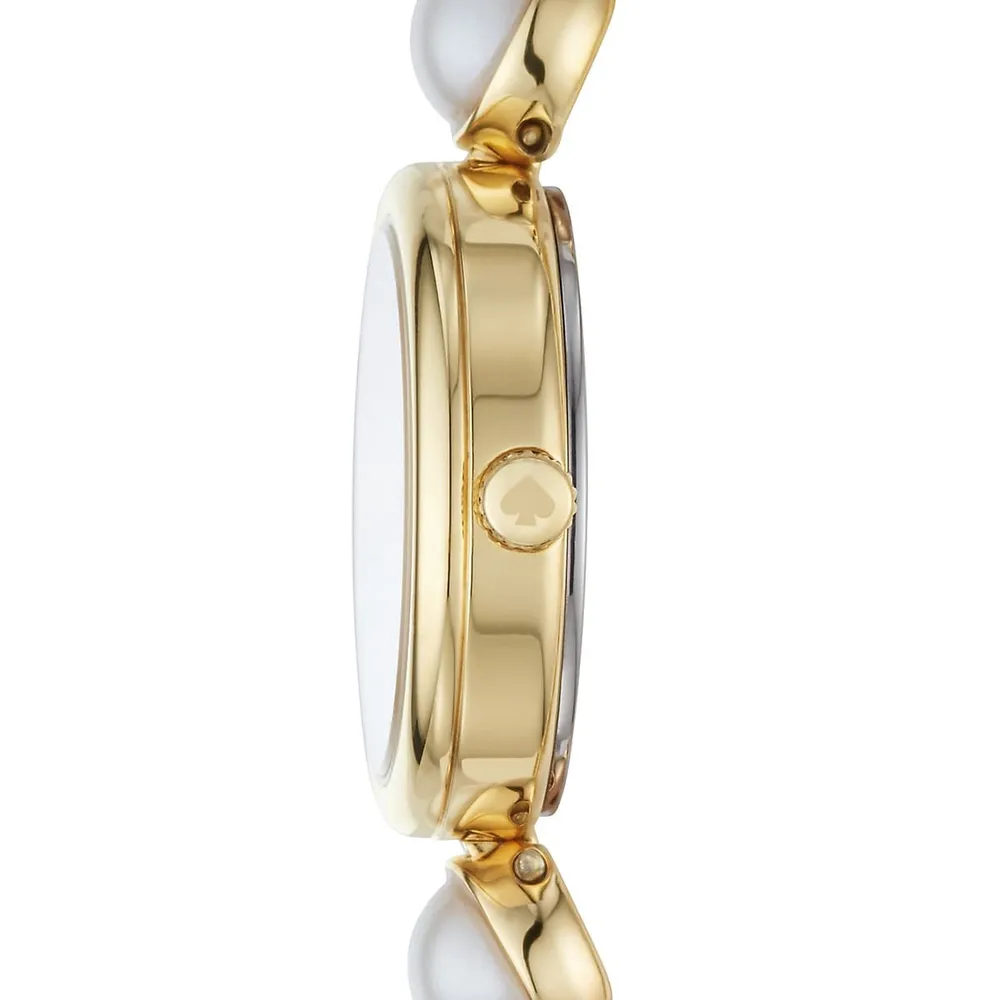 Monroe Faux Pearl and Goldtone Stainless Steel Bracelet Watch KSW1687