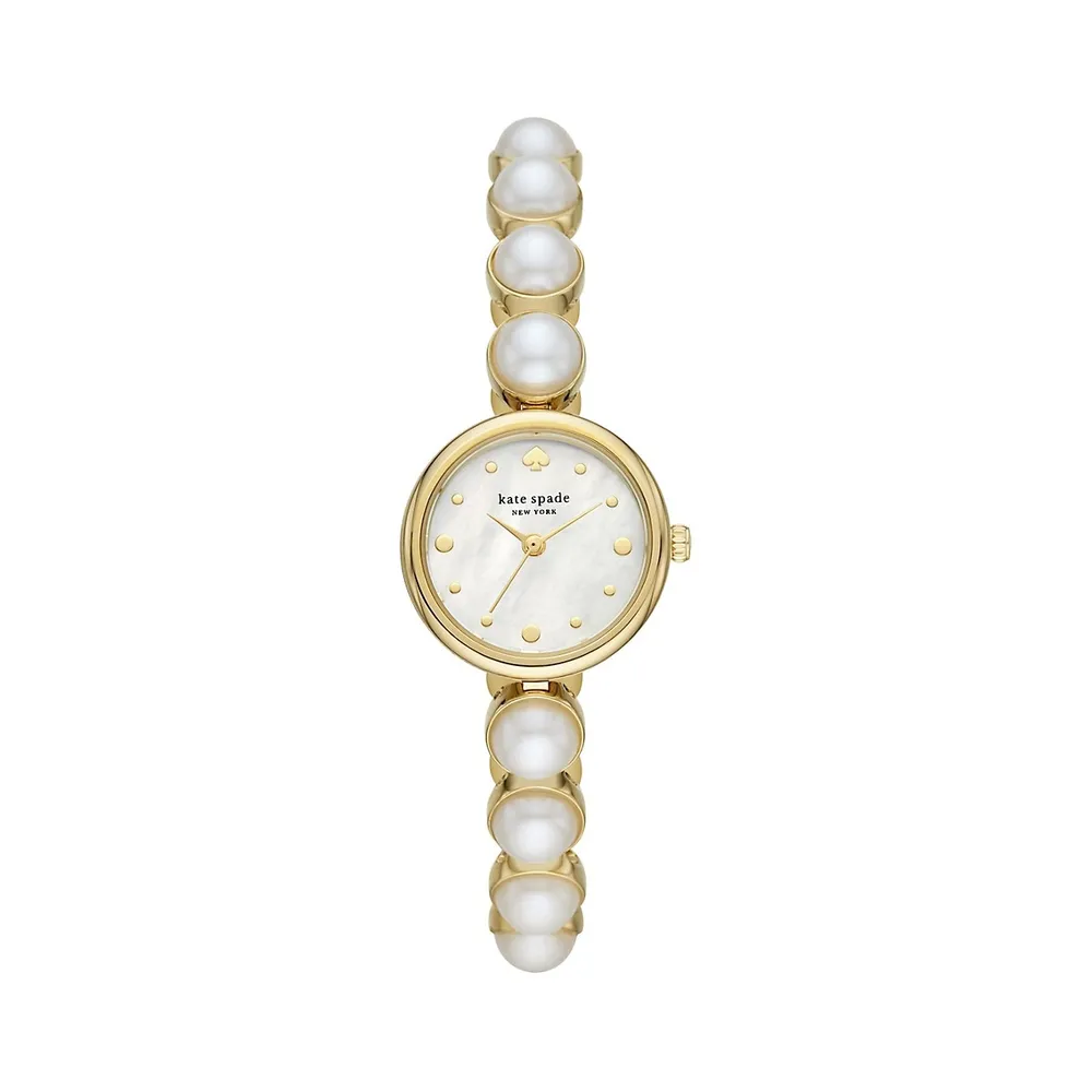 Monroe Faux Pearl and Goldtone Stainless Steel Bracelet Watch KSW1687