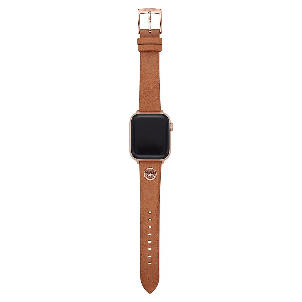 Bracelet de montre en cuir de bagage avec breloque du logo pour Apple Watch - 38 mm, 40 mm, 41 mm