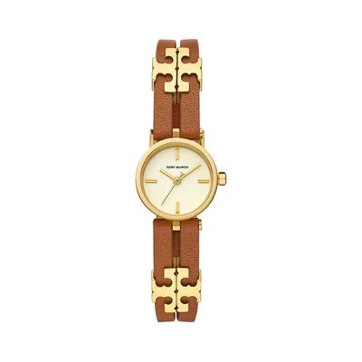 Tory Burch Kira Goldtone Stainless Steel & Luggage Leather Strap Watch  TBW1450 | Square One