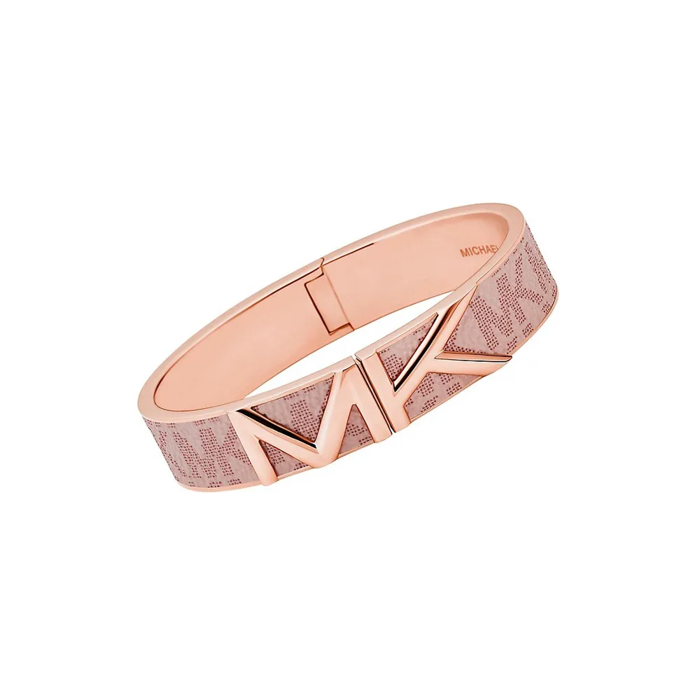 Michael Kors Premium Rose Goldtone Logo Mott Bangle | Square One