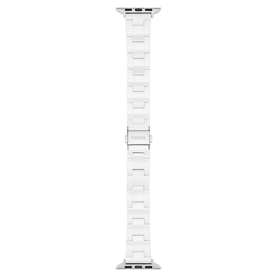 Strap Bar Ladies Ceramic Silvertone Bracelet Strap For Apple Watch - 18MM S380005