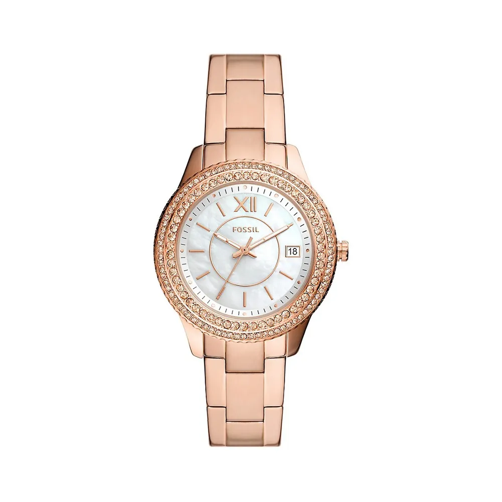 Stella Three-Hand Date Rose Goldtone Stainless Steel Watch ES5131