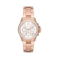 Everest Rose Goldtone Stainless Steel & Crystal Bracelet Chronograph Watch MK7213