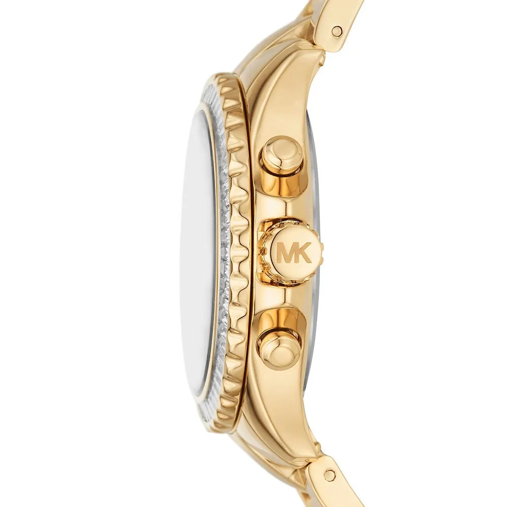Everest Goldtone Stainless Steel & Crystal Bracelet Chronograph Watch MK7212