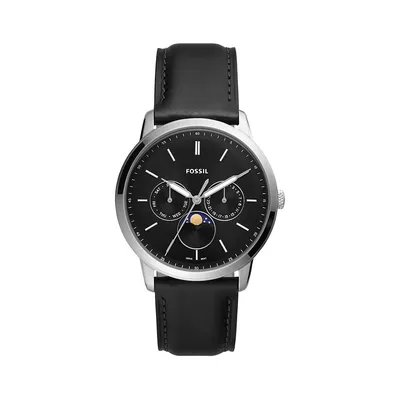 Neutra Minimalist Black Leather Strap Chronograph Watch FS5904