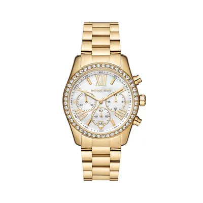 Montre-bracelet chronographe en acier inoxydable doré Lexington MK7241