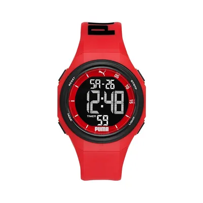 9 Digital Black & Red Polyurethane Watch ​P6042