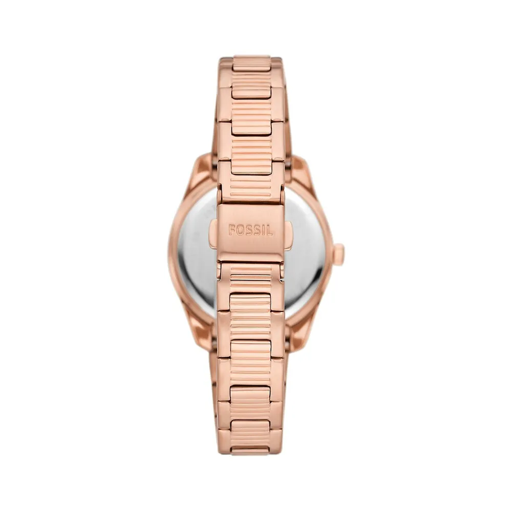 Scarlette 3-Hand Day-Date Rose-Goldtone Steel Bracelet Watch ES5200