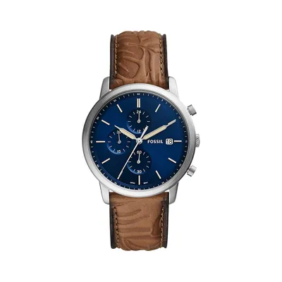 Neutra Minimalist Tan Leather Chronograph Watch ​FS5928