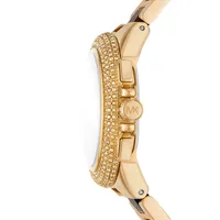 Camille Crystal Pavé Goldtone Stainless Steel & Tortoise Acetate Bracelet Chronograph Watch​ MK7269