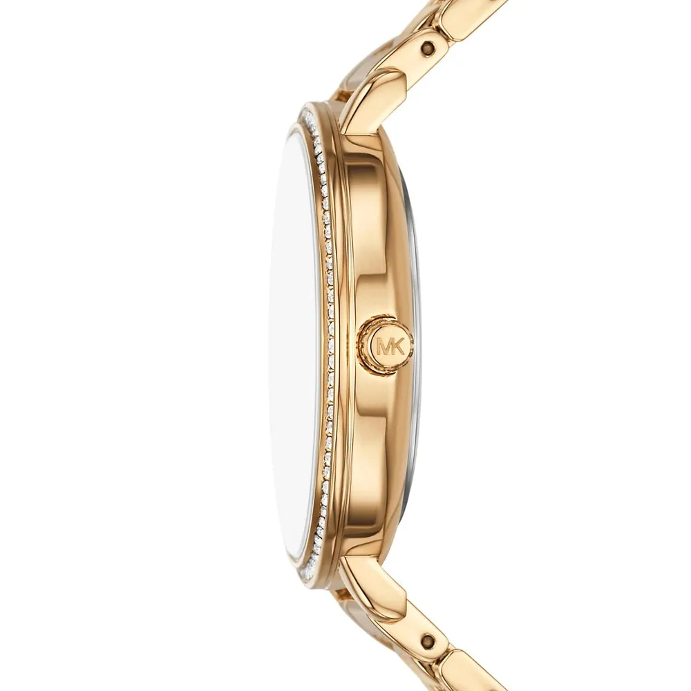 Pyper Pave Goldtone Alloy Bracelet Watch MK4666