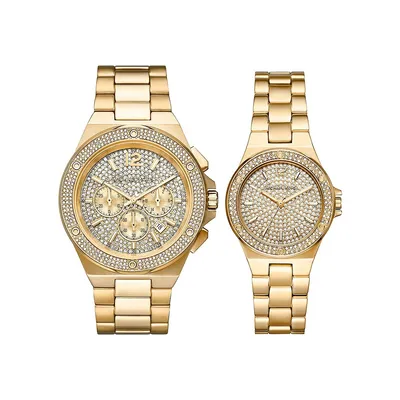 Lennox 2-Piece His & Hers Stainless Steel Bracelet Watch Set MK1061SET