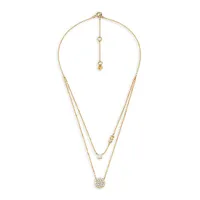 Premium 14K Goldplated Sterling Silver & Cubic Zirconia Double-Layered Pavé Disk Necklace