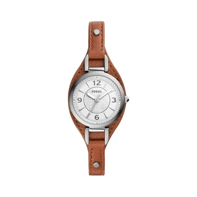 Carlie Stainless Steel & Eco Leather Strap Watch ES5214