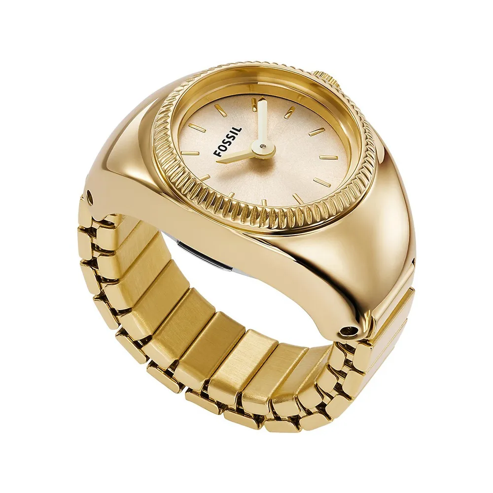 Goldtone Stainless Steel Expansion Band Watch Ring ES5246