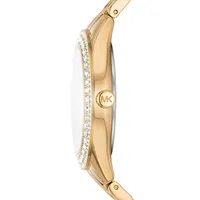 Harlowe Pavé Goldtone Stainless Steel Bracelet Watch MK4709