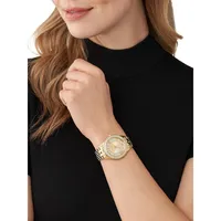 Harlowe Pavé Goldtone Stainless Steel Bracelet Watch MK4709