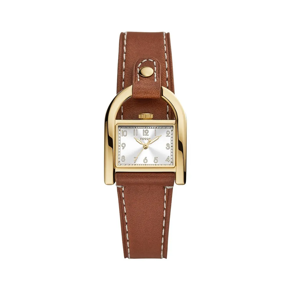Harwell Goldtone Stainless Steel & Eco Leather Strap Watch ES5264