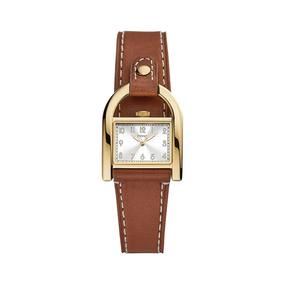 Harwell Goldtone Stainless Steel & Eco Leather Strap Watch ES5264