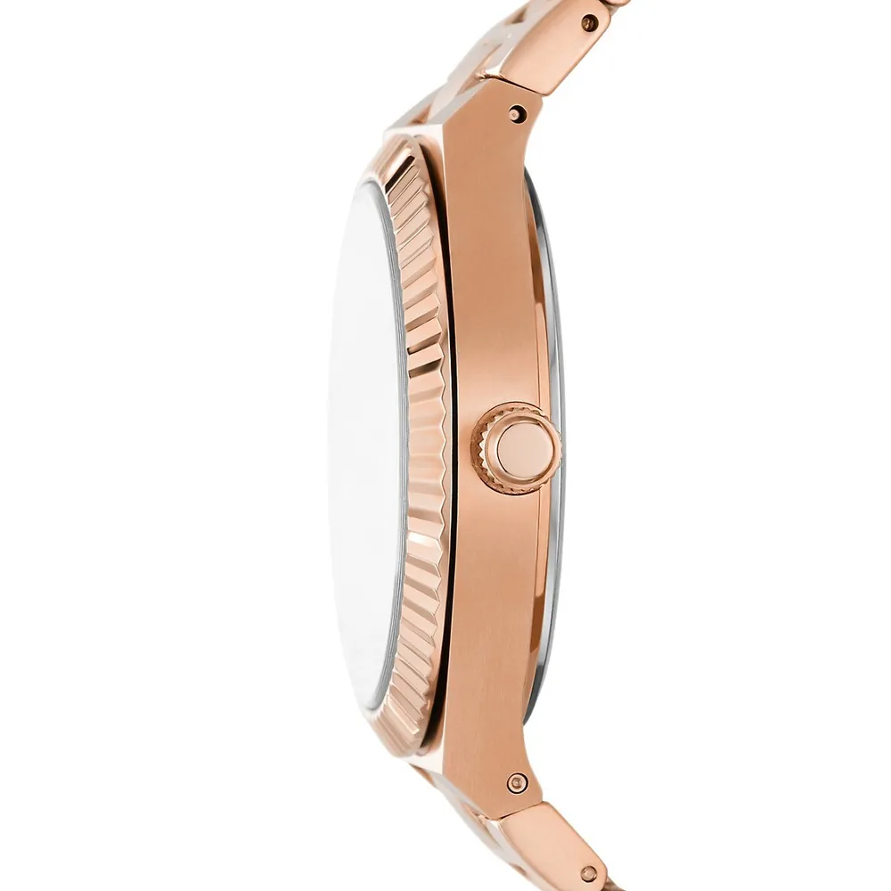 Montre en acier inoxydable rose doré avec bracelet à papillon Scarlette ES5277